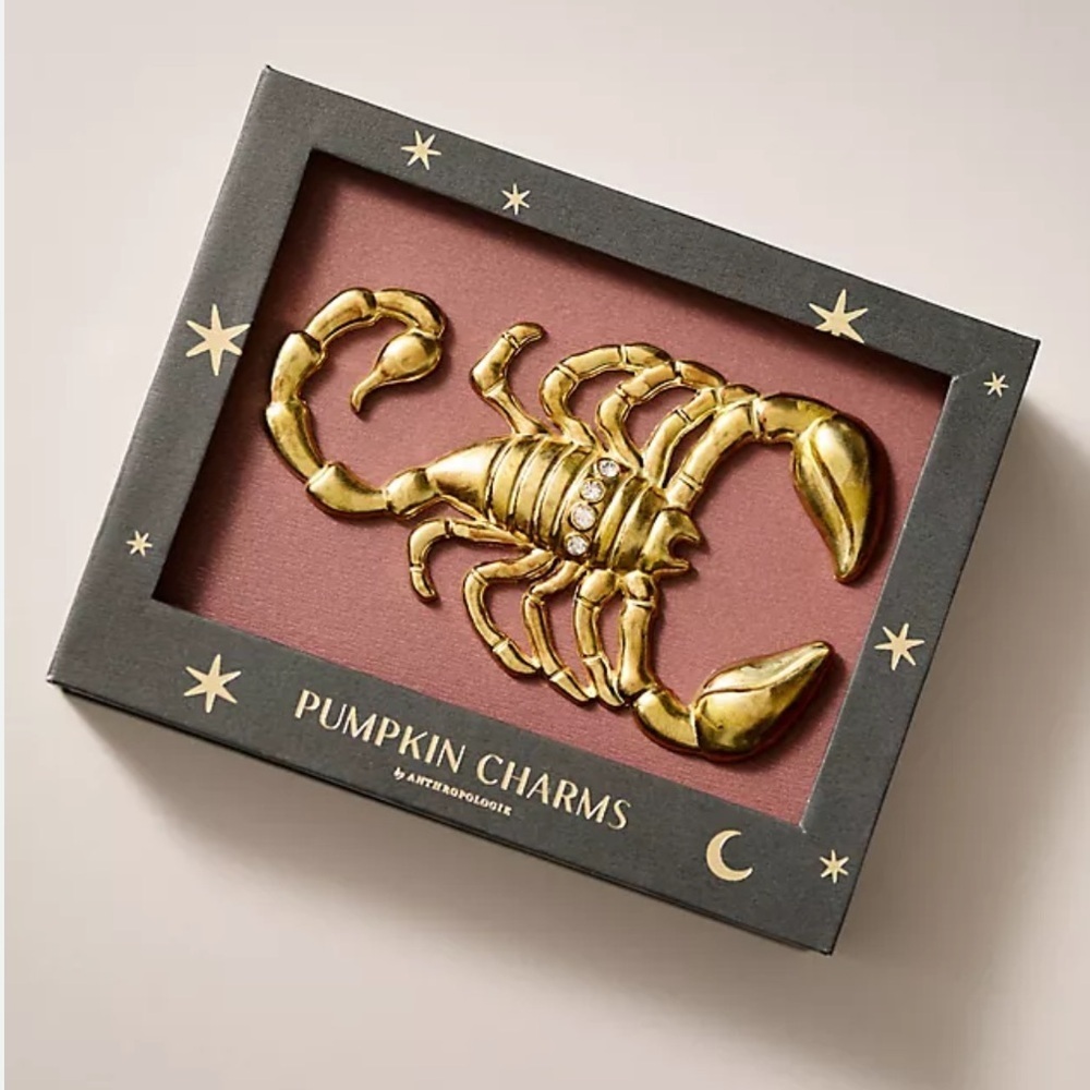 Anthropologie Halloween Gold Scorpion Pumpkin Pin Charm - New